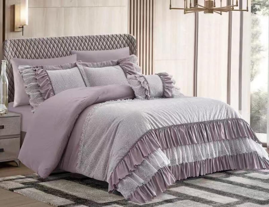 Summer Feather Bedspread Set 7 pieces for two with fixed filling