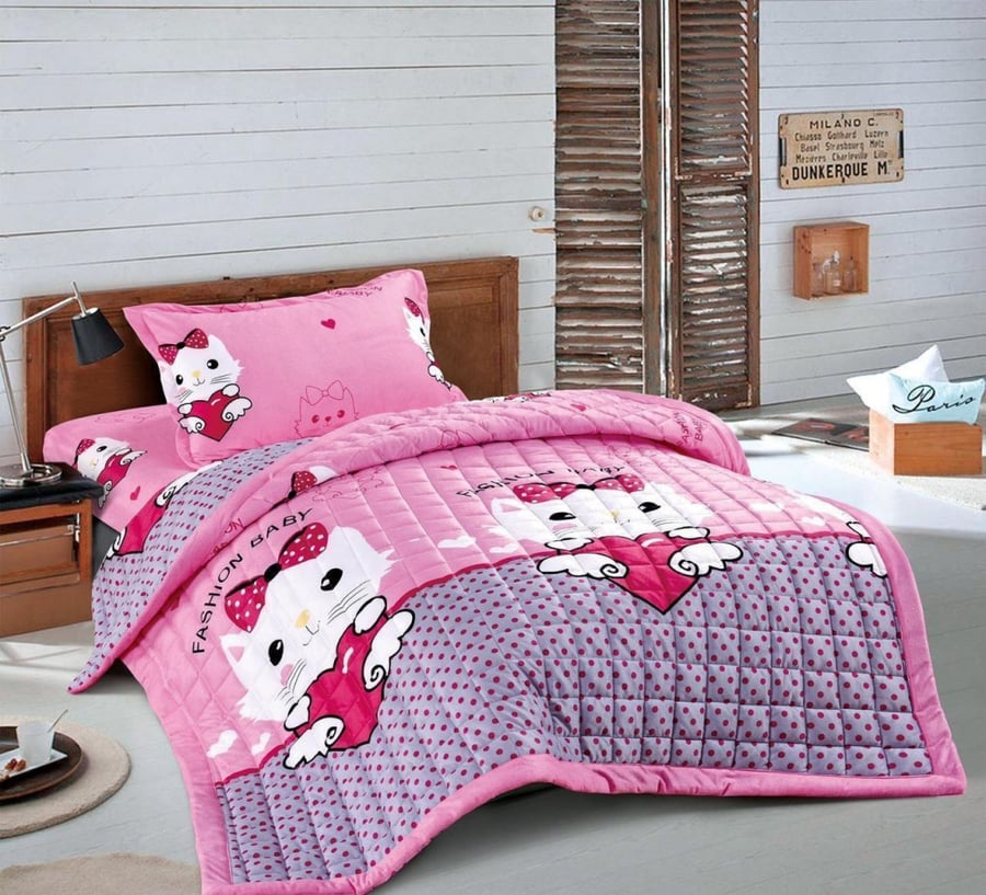 Children's winter quilted velvet bedspread, half a meter, 3 pieces, KTCM