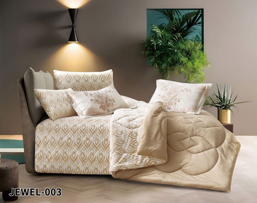 مفرش شتوي مخمل نفرين 6 قطع حشوة ثابتة JEWEL-006