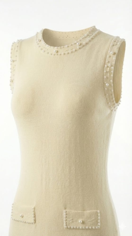 Sleeveless Pearl-Trim Midi Dress