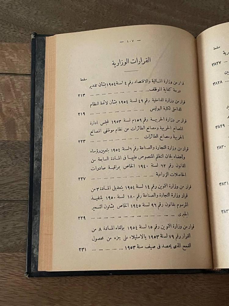 فهرس النشرة الشرعية لسنة ١٩٥٤م