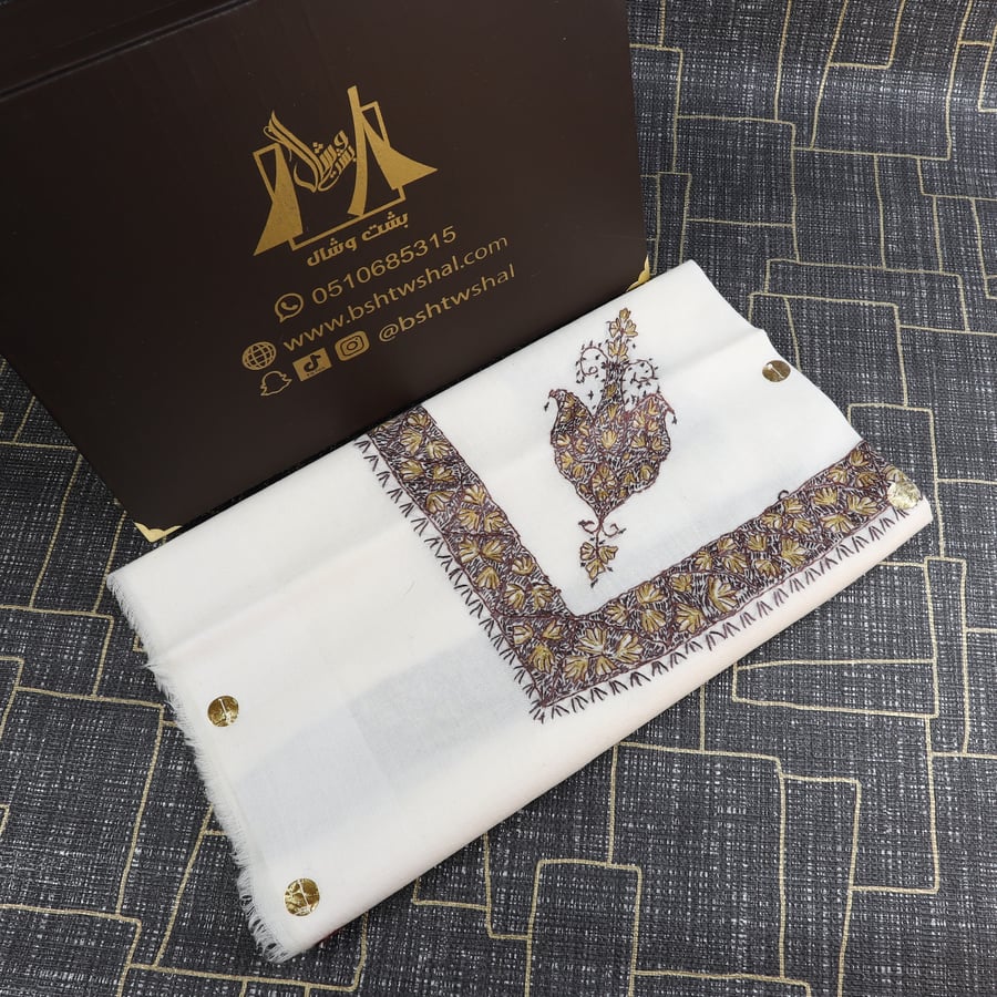 شال كشميري صوف نص ترمه شغل يدوي
