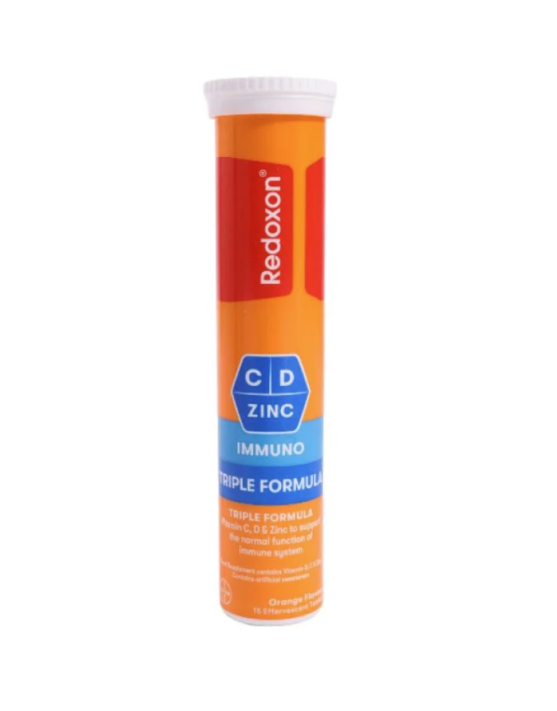Redoxon, Immuno, Triple Formula, Vitamin C, D, Zinc, Effervescent - 15 Tablets