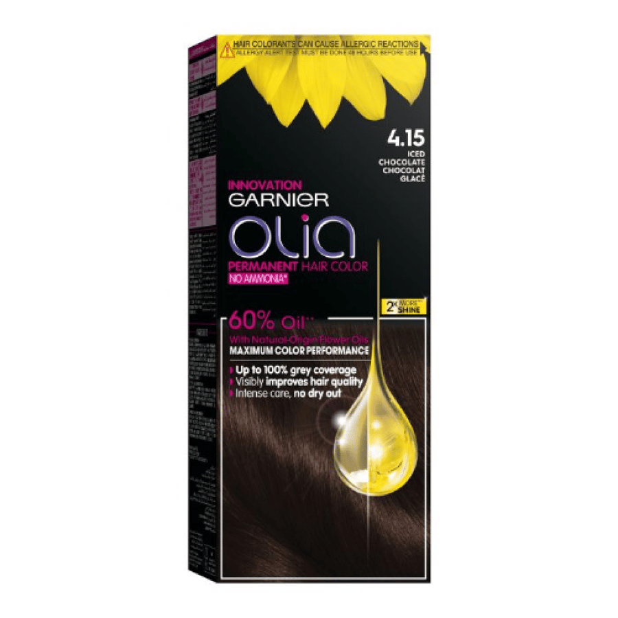 Garnier Olia Permanent Hair Dye 4.15 Iced Chocolate Color - 1 Kit