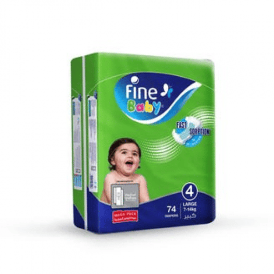 Fine Baby Size (4) Mega Pack-74 Diapers