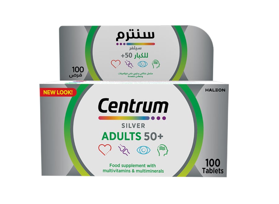 سنترم، سلفر، فيتامينات متعددة، 50 + للكبار - 100 قرص