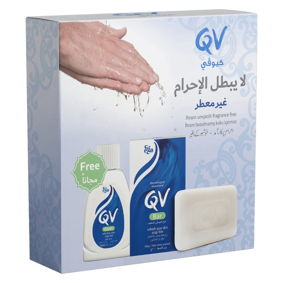 لوح صابون QV 100 غ + غسول مجاني