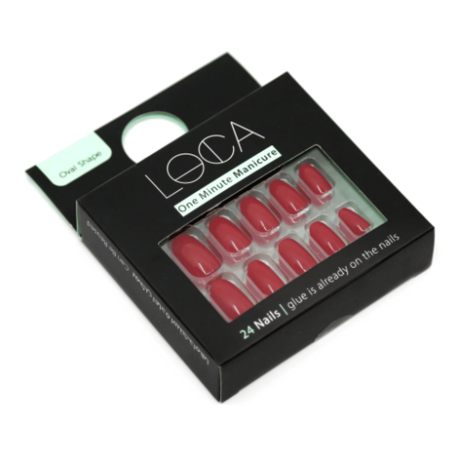 Loca Nails Red Colour Oval Shape M21
