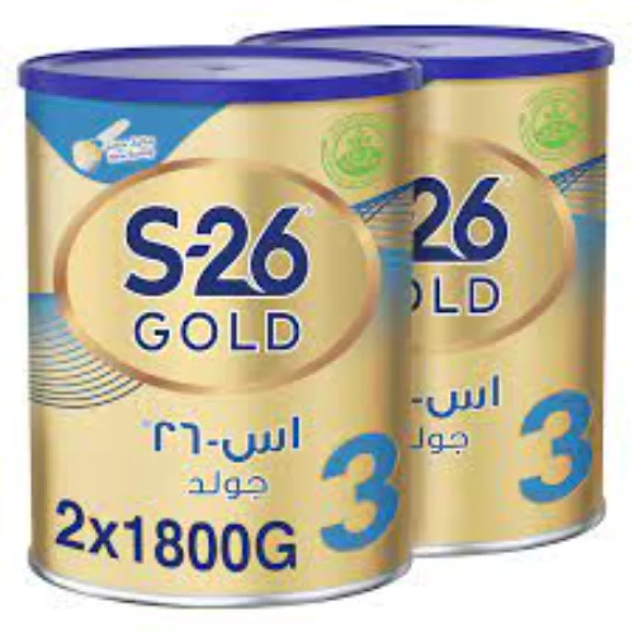 عرض عبوتين حليب إس-26 جولد المرحلة (3) (2×1800 جم)