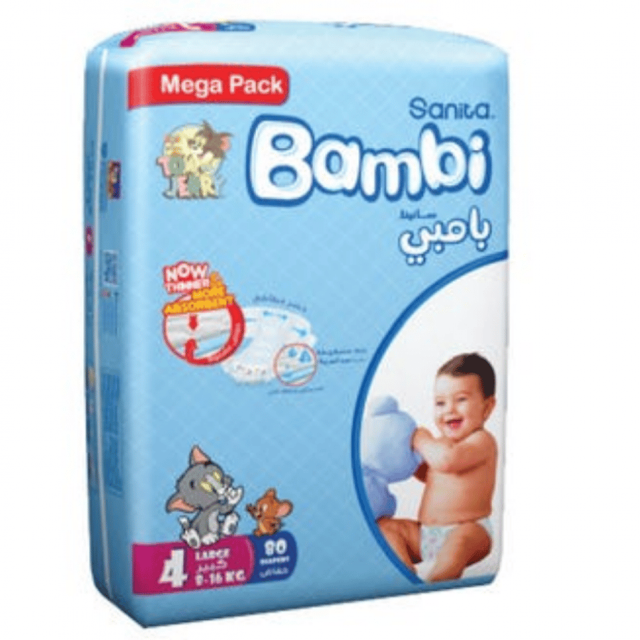 بامبي مقاس (4) عبوة ميجا 80 حفاضة جديد