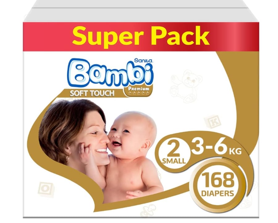 Bambi Size (2) Jumbo Box 168 Diapers