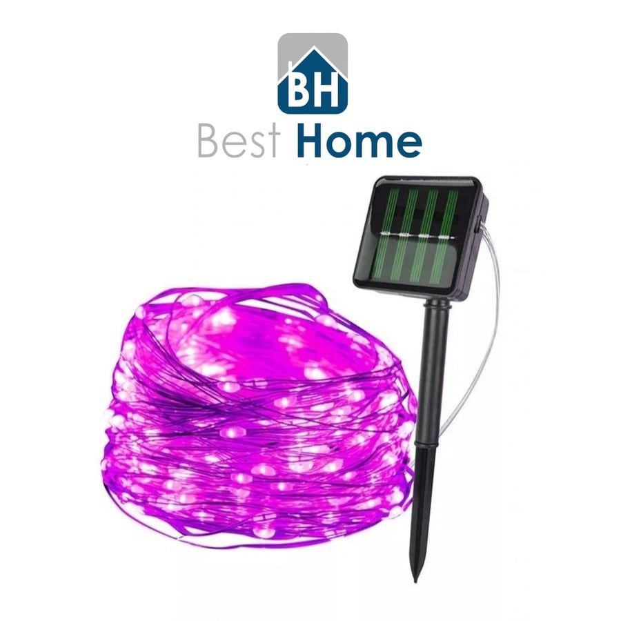 سلاسل زينه لون زهري pink بالطاقة الشمسية 200 LED