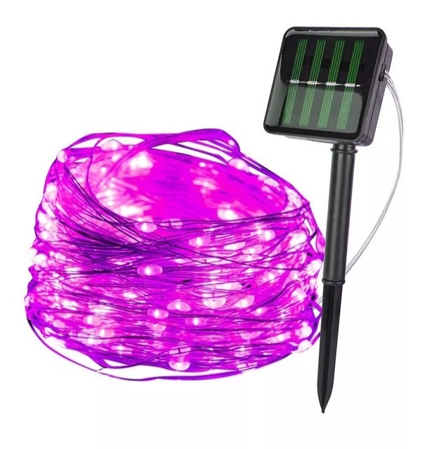 سلاسل زينه لون زهري pink بالطاقة الشمسية 200 LED