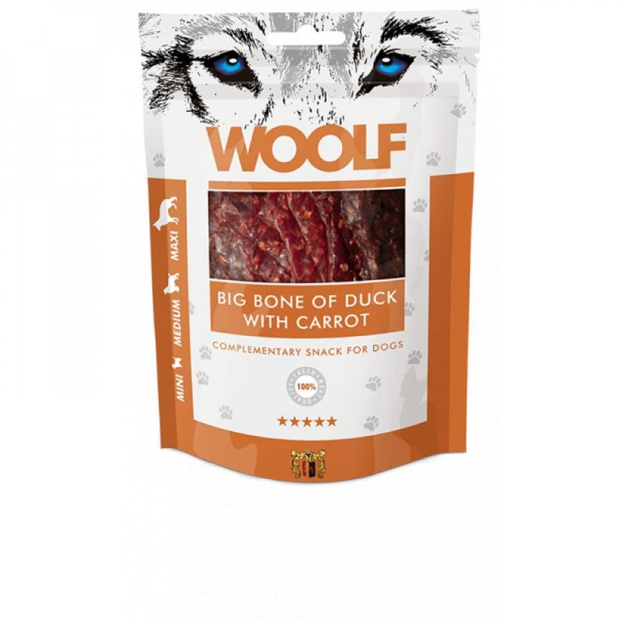 وولف مكافات عظام البط مع الجزر للكلاب Woolf 100g