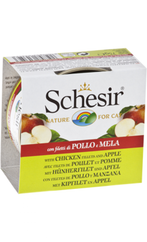 شيزر معلبات الدجاج مع التفاح للقطط Schesir 75g