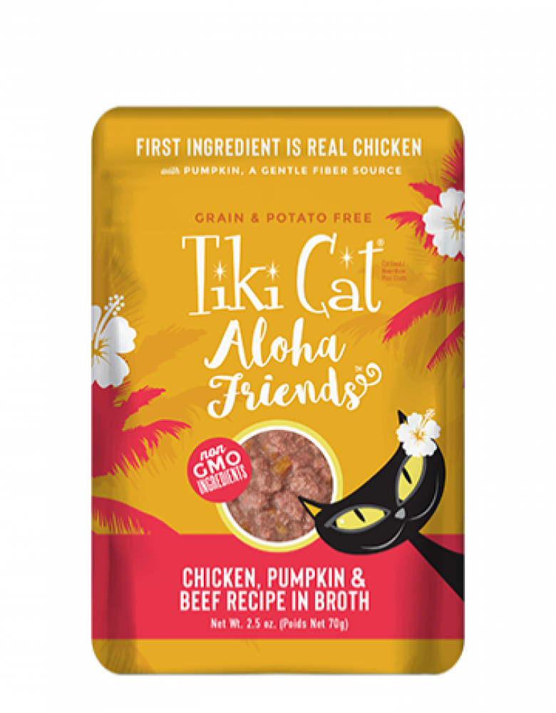 تيكي كات الوها فريندز دجاج مع اليقطين واللحم البقري Tiki Cat 70g