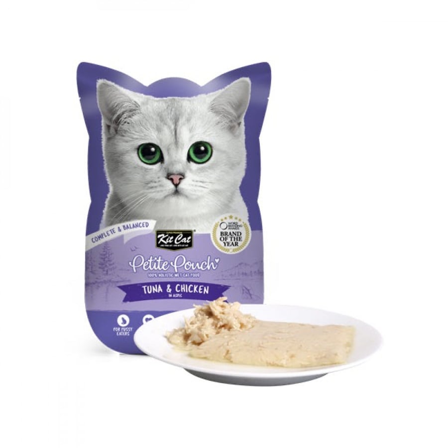 كت كات بيتيت باوتش طعام متكامل ومتوازن بالتونا والدجاج KitCat 70g