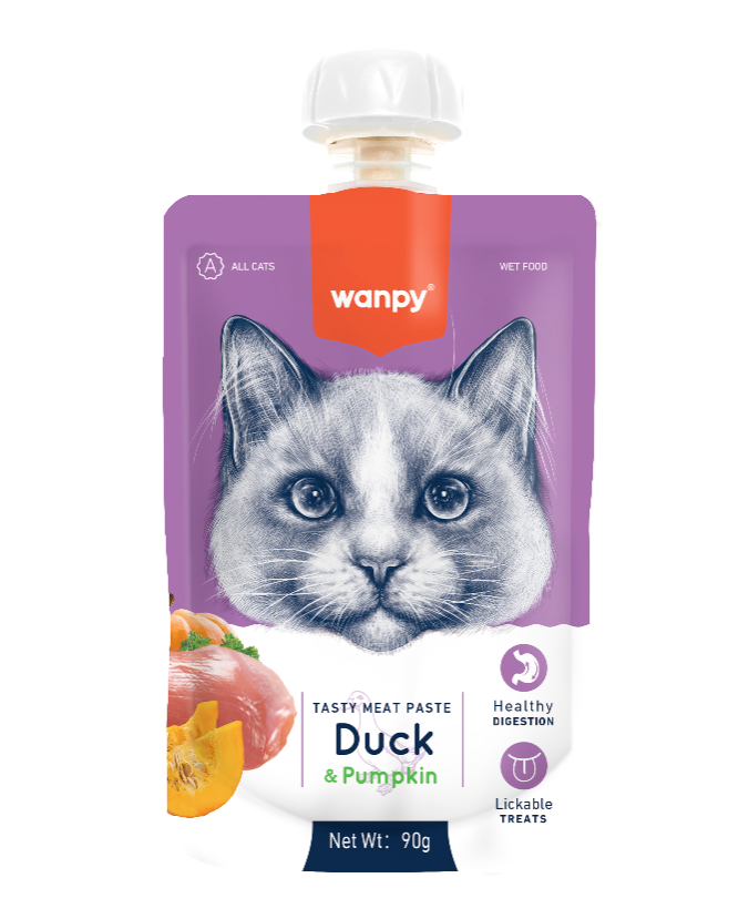 وانبي المعجون اللذيذ للقطط بالبط واليقطين Wanpy 90g