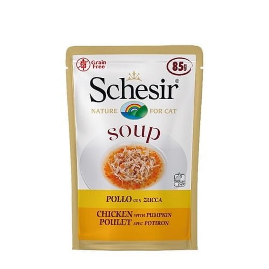 شيزر ظرف شوربة الدجاج مع اليقطين للقطط Schesir 85g