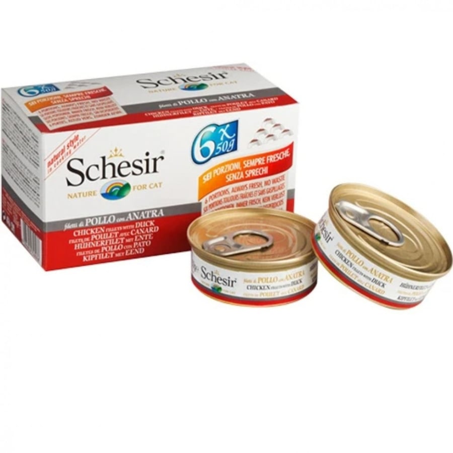 شيزر معلبات متعددة بالدجاج مع البط Schesir 6x50g