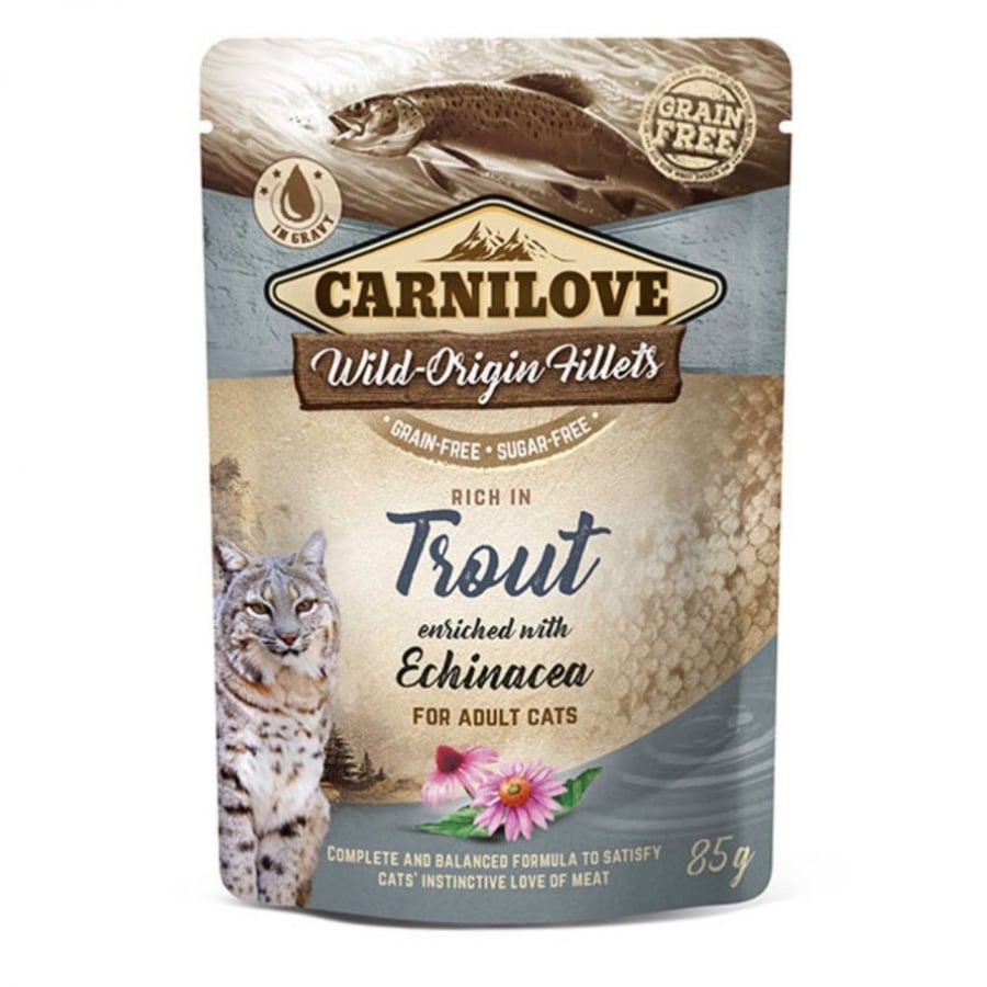 كارنيلوف اظرف طعام رطب للقطط بالسالمون المرقط وزهرة القنفذية Carnilove 85g