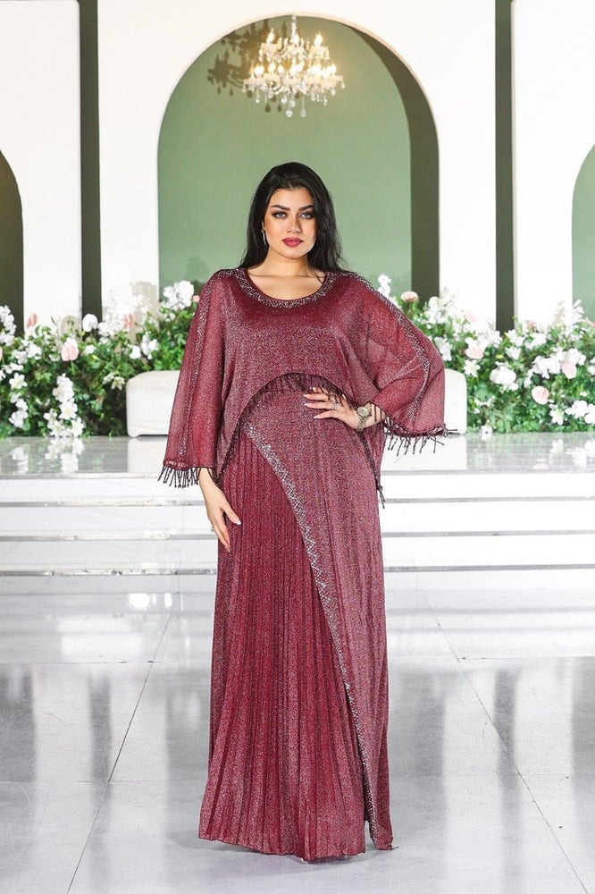 Chiffon sleeve evening dress