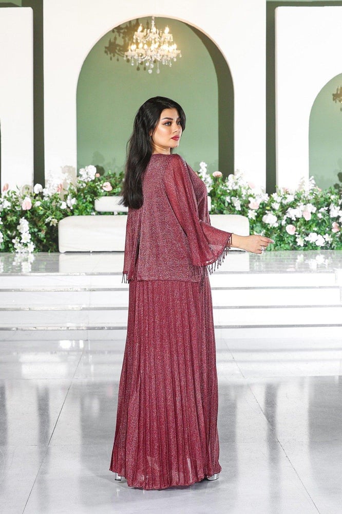 Chiffon sleeve evening dress
