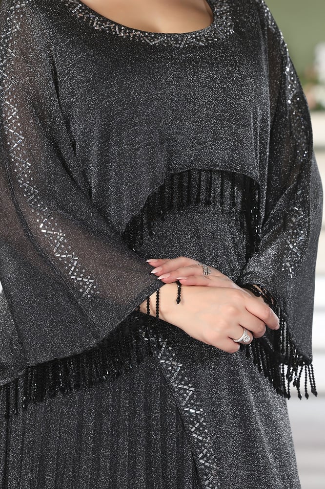 Chiffon sleeve evening dress