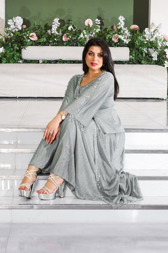 Chiffon sleeve evening dress