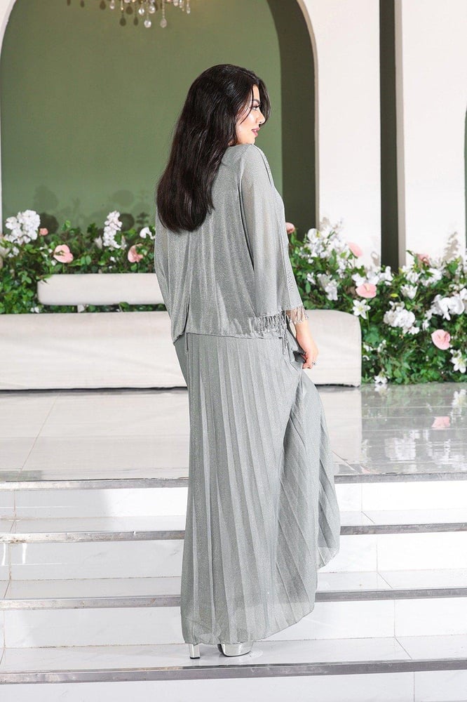 Chiffon sleeve evening dress
