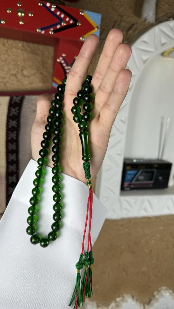 Green saffron rosary transparent