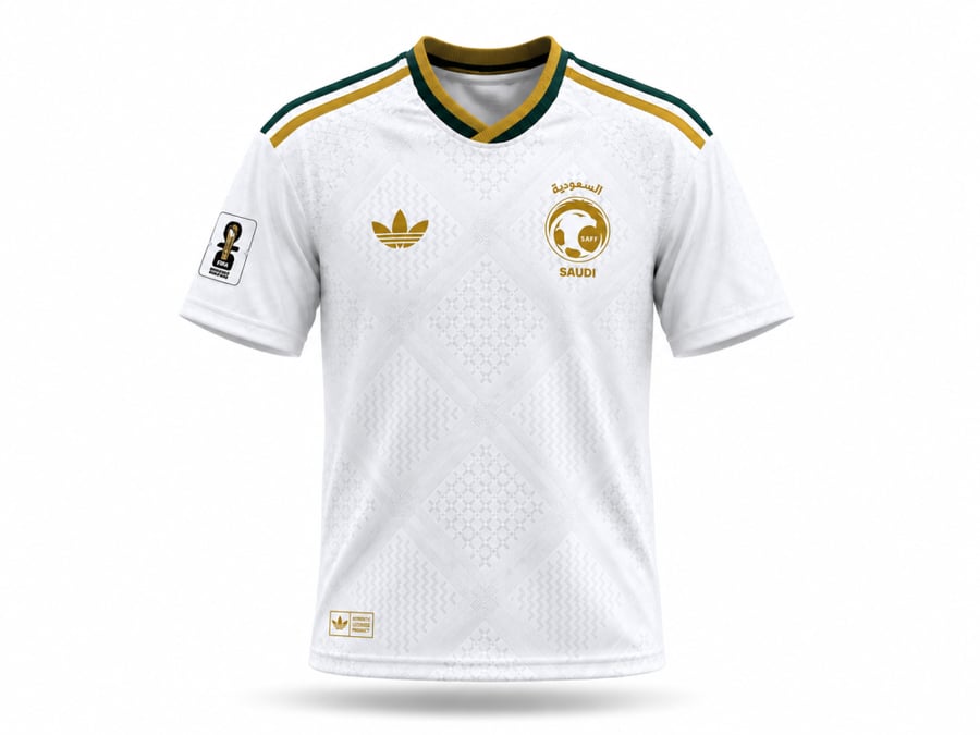 طقم منتخب السعودية الأبيض لكأس العالم 2027| تيشيرت وشورت