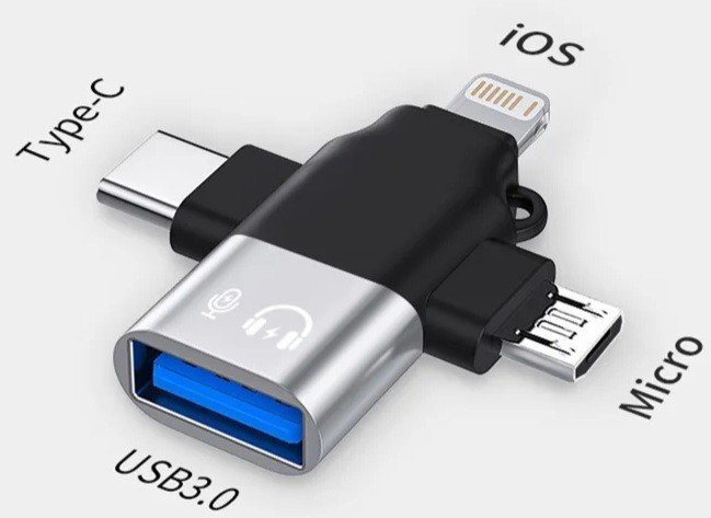 قارئ 4 مخارج ايفون وتايب سي ومايكرو وusb3