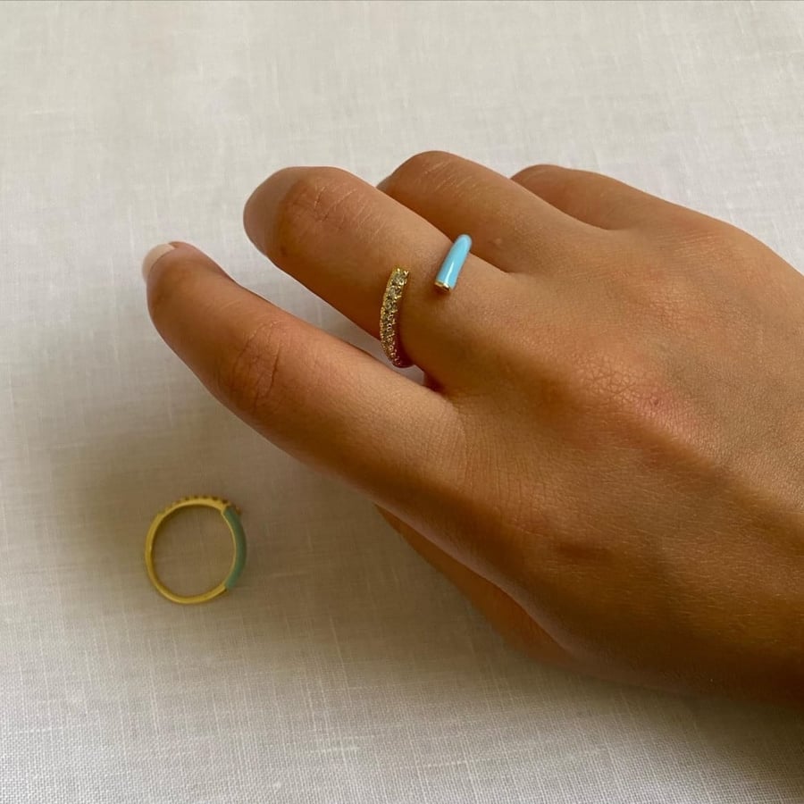 pastel neon ring - خاتم باستيل نيون مطلي بالذهب