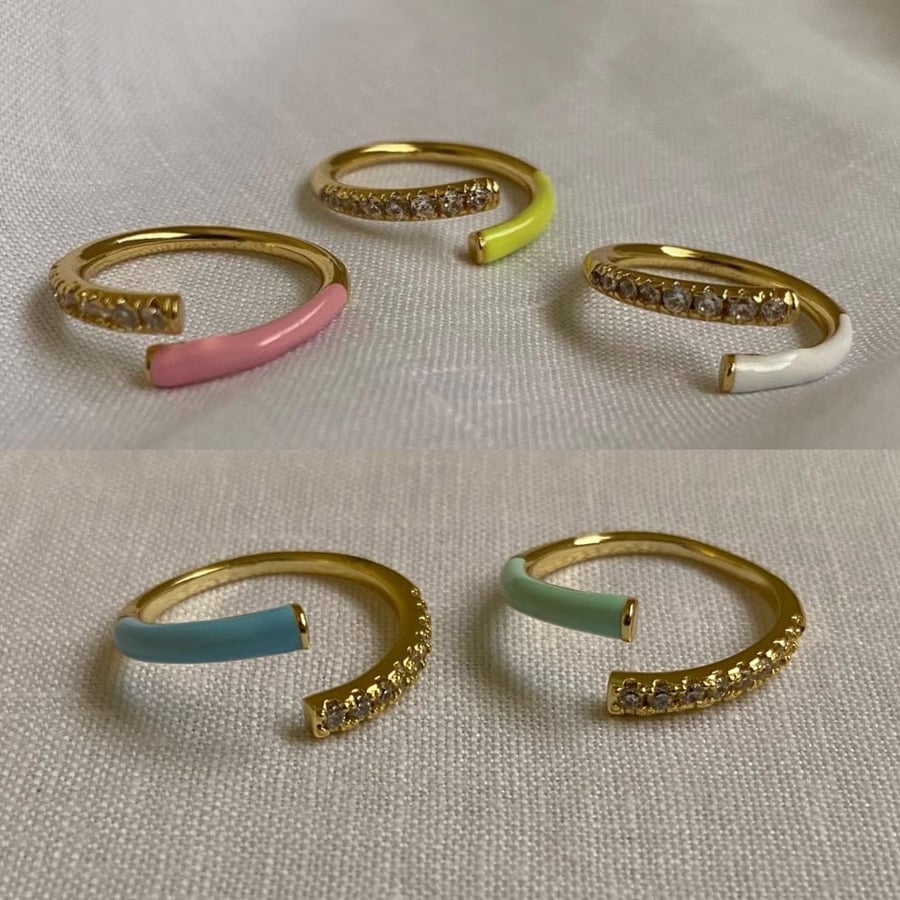 pastel neon ring - خاتم باستيل نيون مطلي بالذهب
