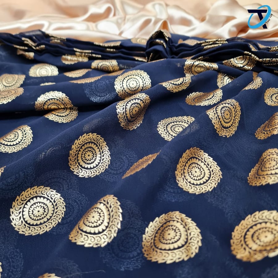 Printed chiffon, navy