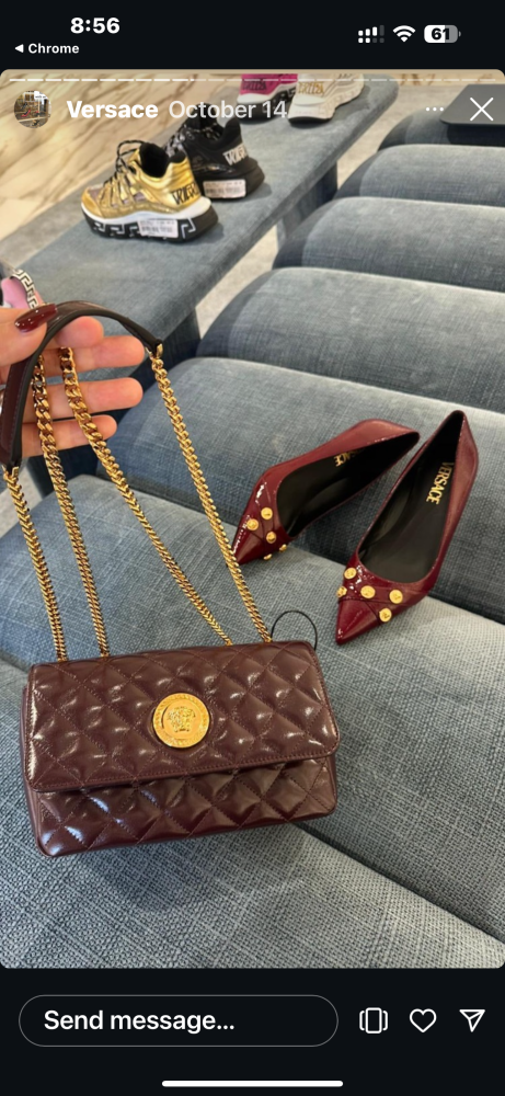فيرزاتشي سمول عنابي | Versace La Medusa Small Shoulder Bag burgundy quilted