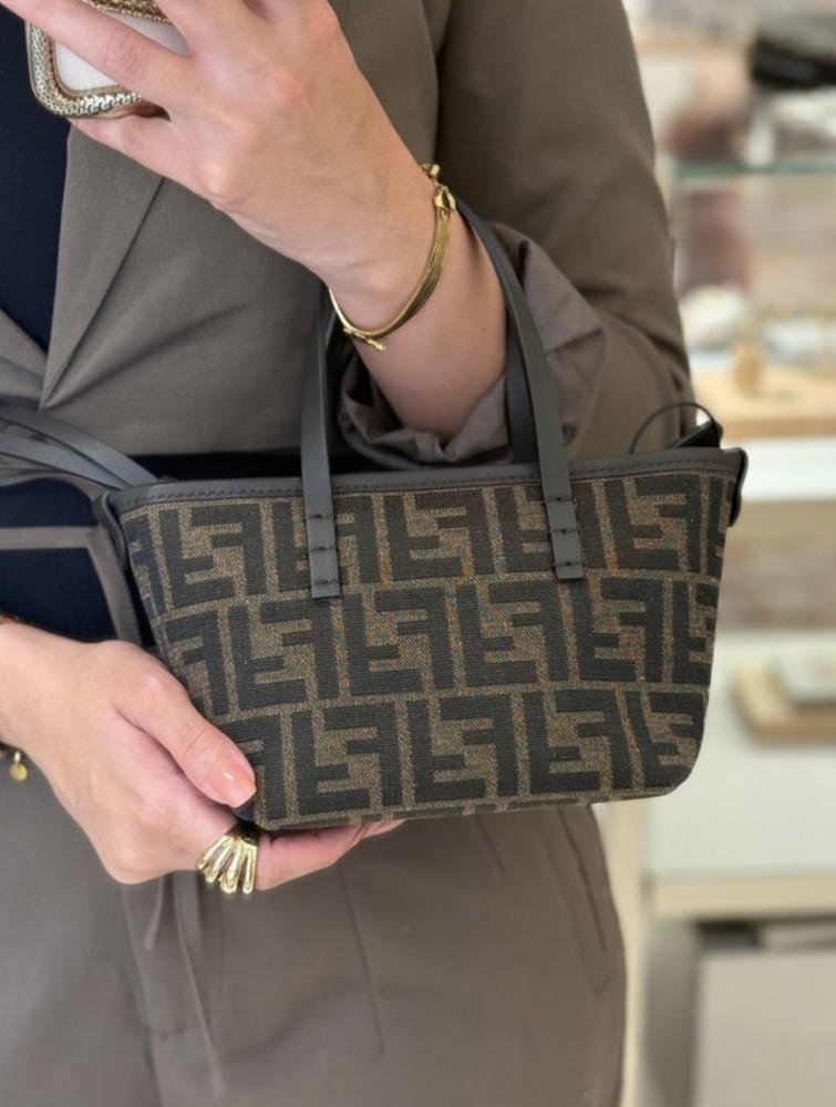 فيندي ميني رول  | Mini Roll FF jacquard bag
