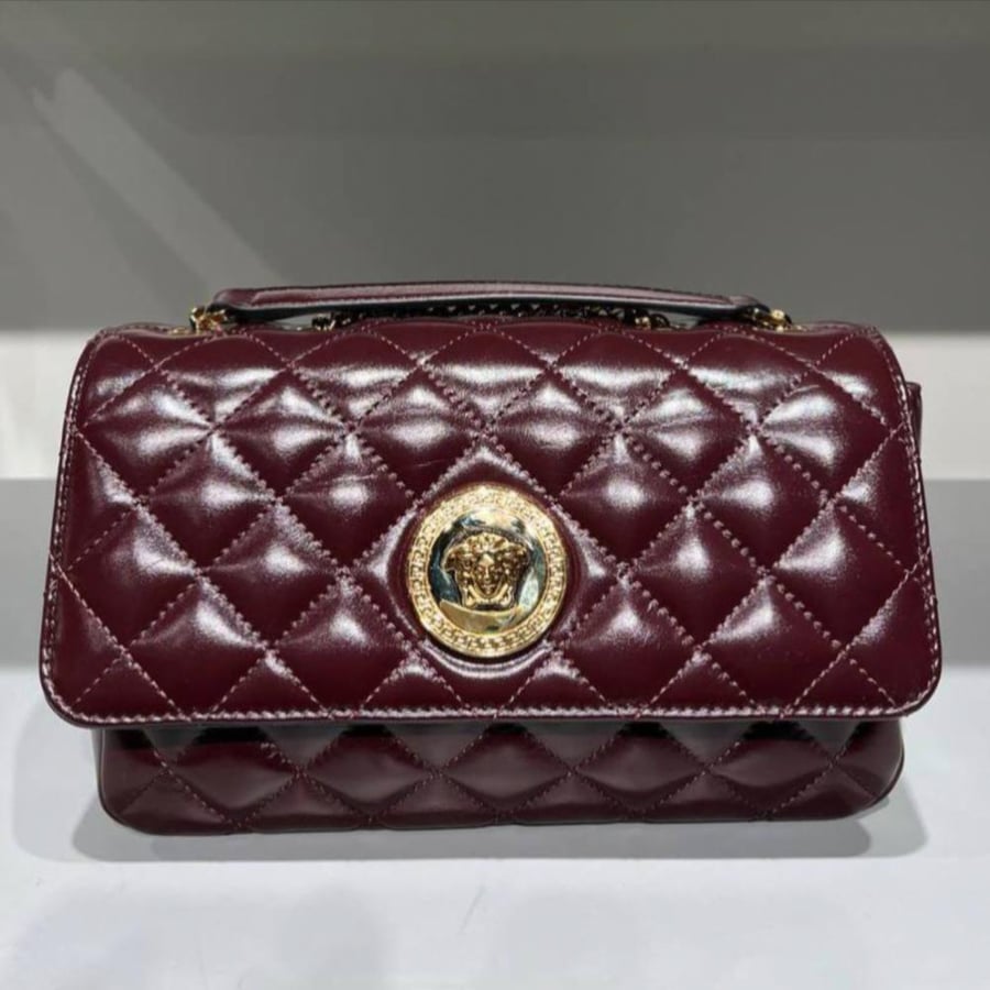 فيرزاتشي سمول عنابي | Versace La Medusa Small Shoulder Bag burgundy quilted
