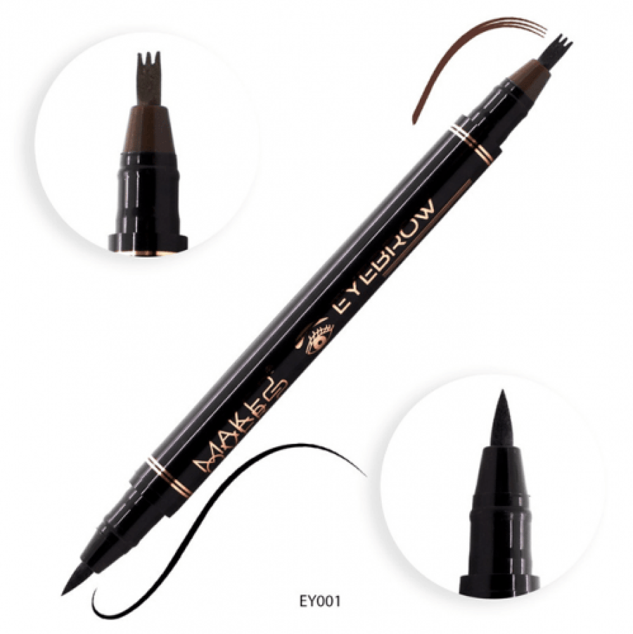 Double pen for defining the eyebrow and eye black/soft brown EY004 from Make Over22