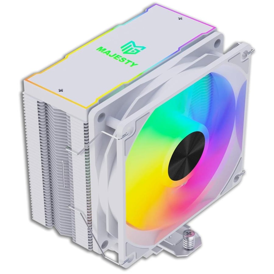 مبرد هوائي Majesty MAJ5-200 بـ5 أنابيب حرارية 200W TDP ومروحة 120mm ARGB PWM - أبيض