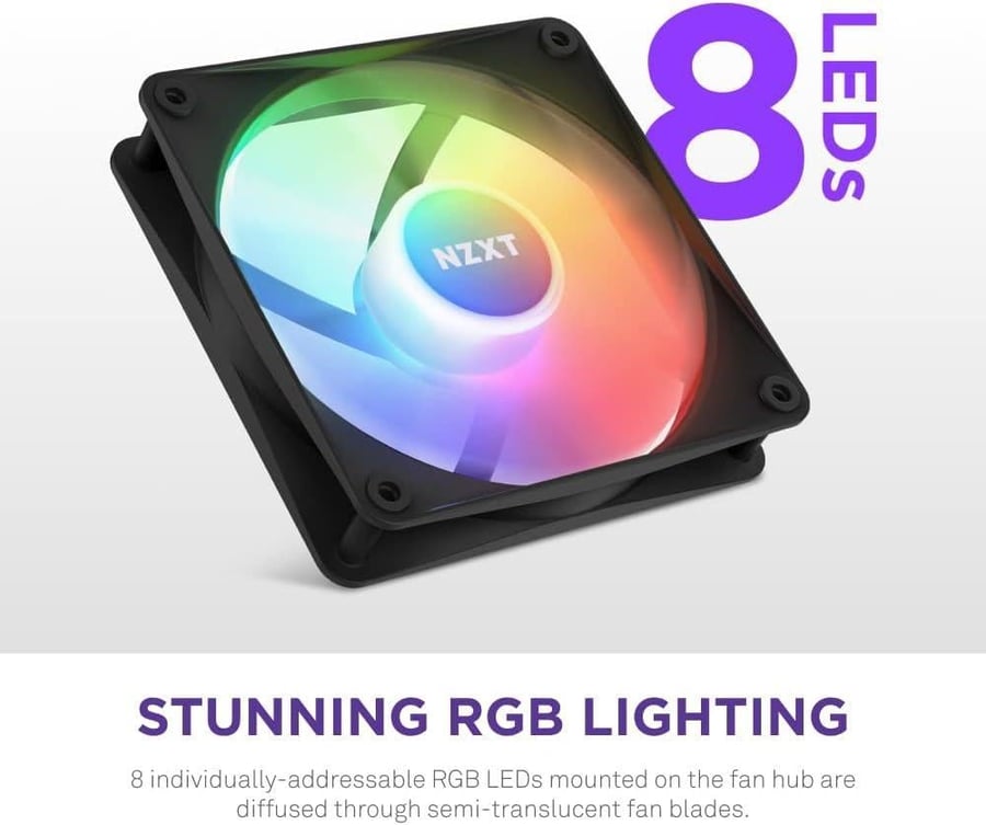 NZXT F120 RGB Case Fan Kit — 3 Fans - Black