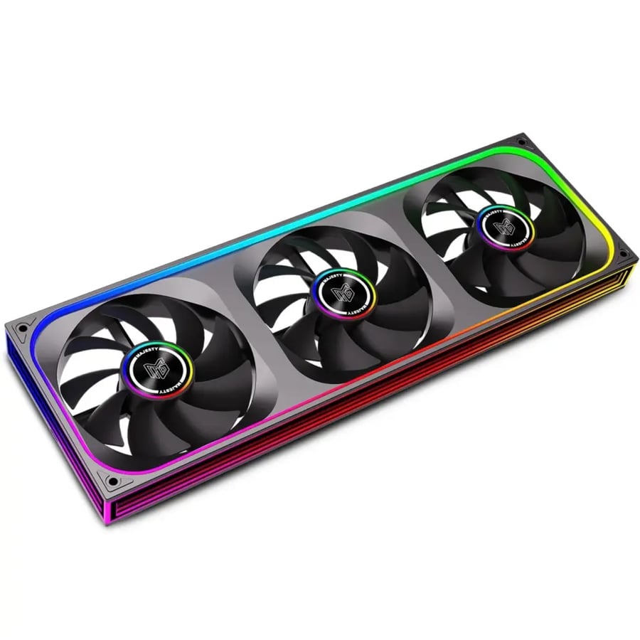 طقم مراوح كيس Majesty Infinity Block Fan 360mm ARGB عكسي Reverse - 3 مراوح - أسود