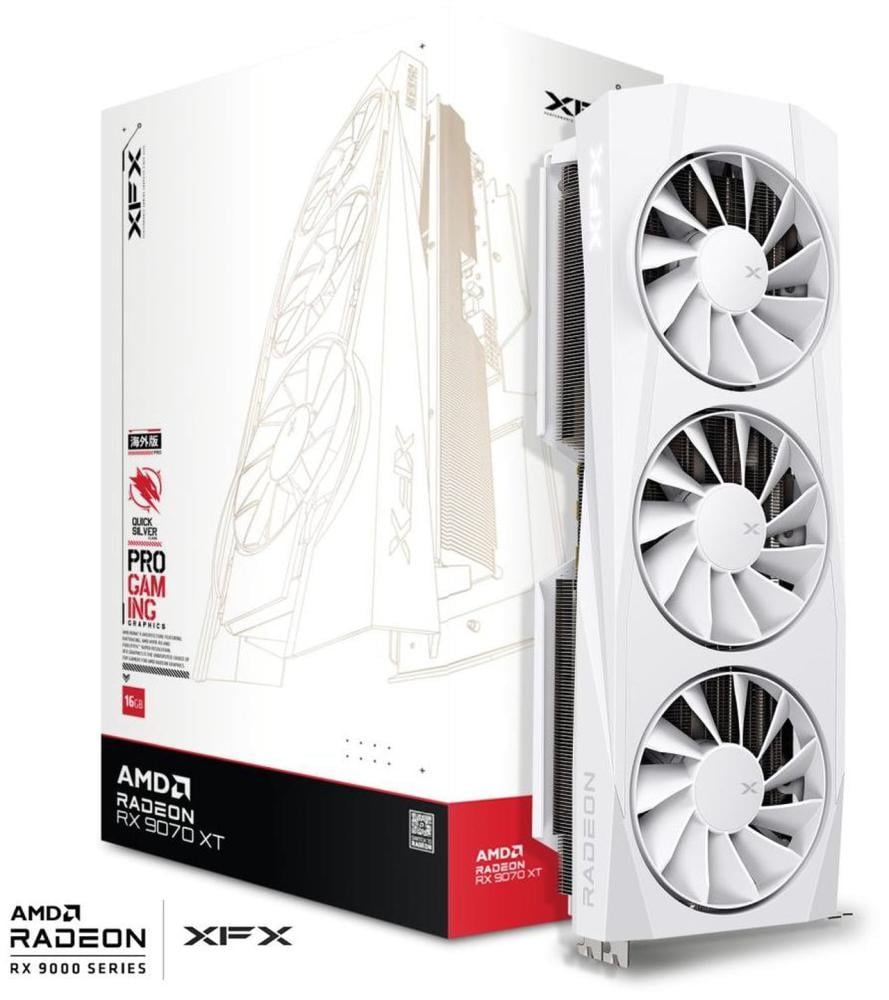 كرت شاشة XFX Radeon RX 9070 XT Quicksilver 16GB GDDR6 - أبيض