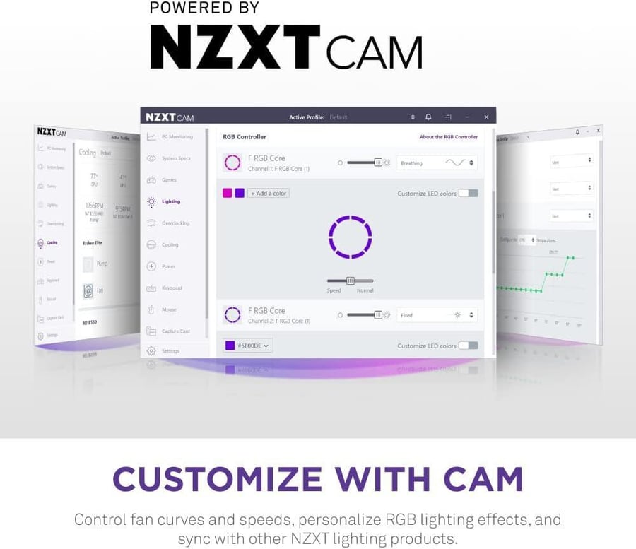NZXT F120 RGB Case Fan Kit — 3 Fans - Black