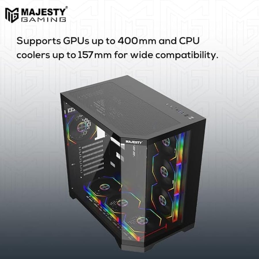 Majesty MID MAVERA PC Case - 7 ARGB Fans - Black