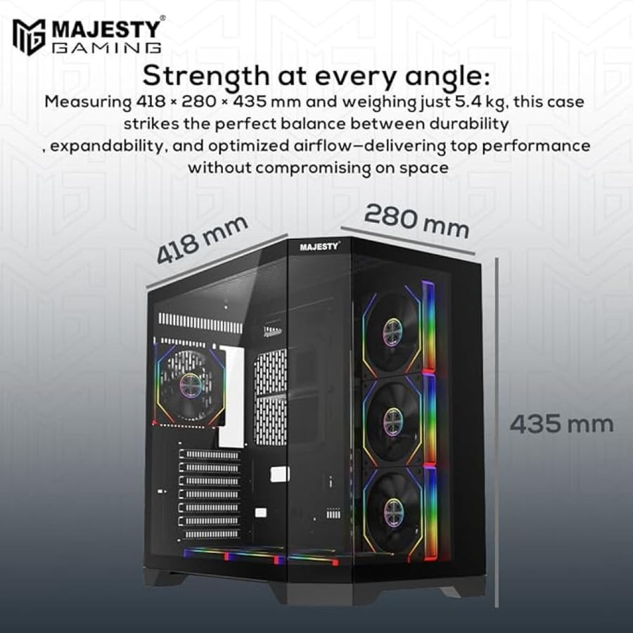 Majesty MID MAVERA PC Case - 7 ARGB Fans - Black