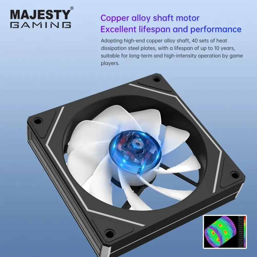 مروحة كيس Majesty Infinity 120mm ARGB PWM 1800RPM عادي Forward - أسود