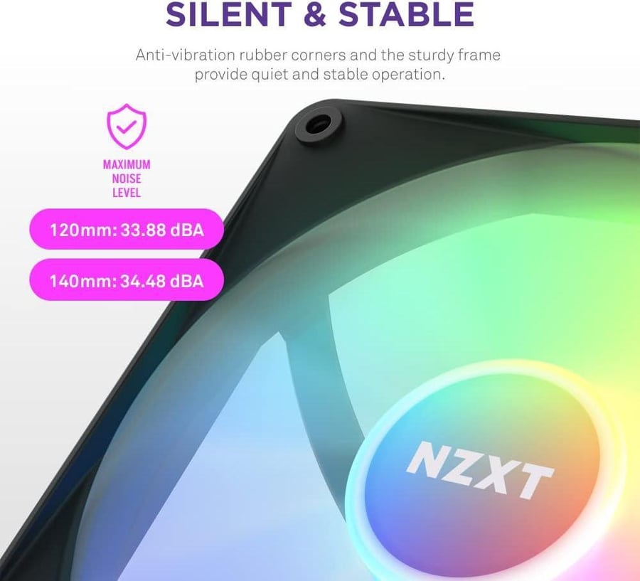 NZXT F120 RGB Case Fan Kit — 3 Fans - Black