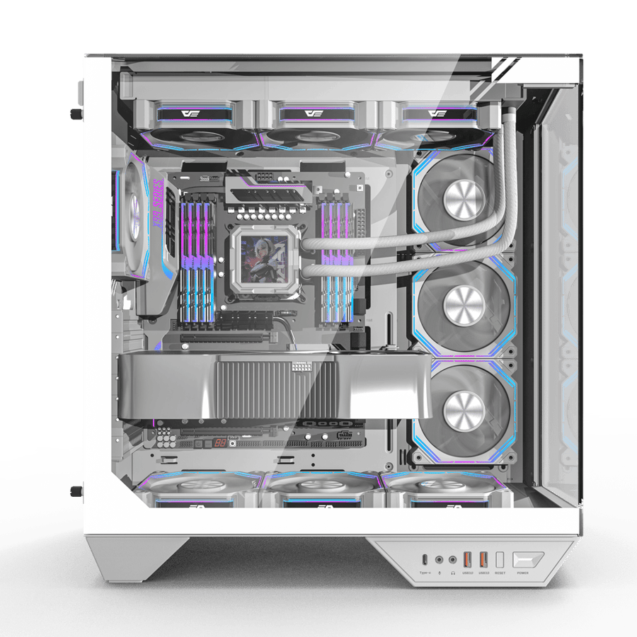 كيس كمبيوتر darkFlash DY470 Mid Tower - أبيض
